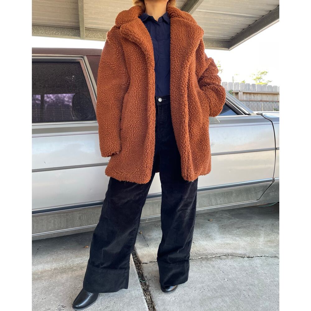 🔥Beth Dutton Yellowstone Jason Maxwell Faux Fur Sherpa Teddy Coat Oversized M - Picture 2 of 13
